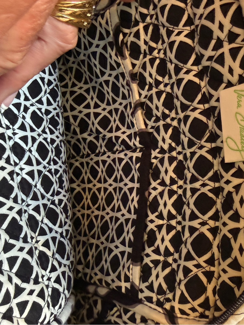 Vera Bradley Black and White Quilted Floral Backpack - Picture 4 of 4